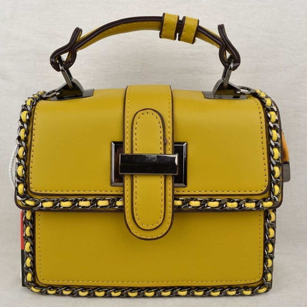 Chain Trimmed Buckle Design Messenger Bag Satchel